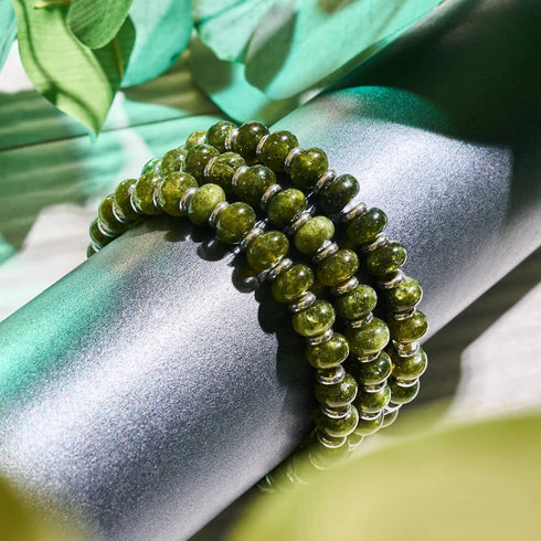 Olive Agate | Abacus Gemstone Bracelet